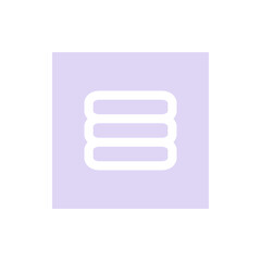 Poster - Three horizontal white rounded rectangles stacked on a light purple square background illustration icon
