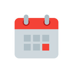 Poster - Illustration of a calendar with a red top and a red square marking a specific date on the calendar grid