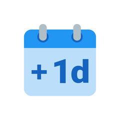 Poster - Illustration of a calendar icon with the text plus one day indicating a time increment of one day