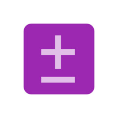 Poster - Purple rounded square containing a light purple plus sign and a light purple minus sign in the center