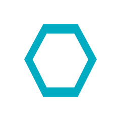 Poster - A teal hexagon outline with a thick border and a white interior space isolated on a white background plain view