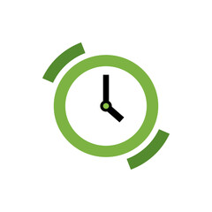 Poster - Illustration of a clock face with black hands and a green circular outline with green segments around it