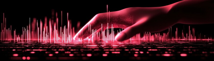 Poster - A hand interacting with glowing lines over a surface