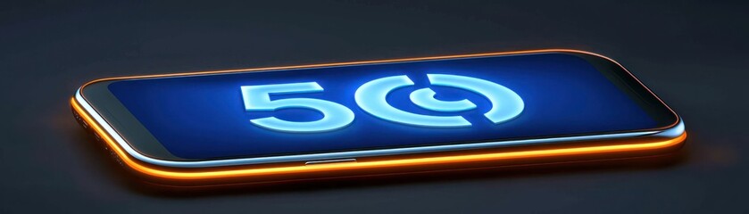 Poster - A glowing smartphone displays the concept of fifth generation wireless technology