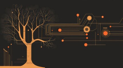 Poster - A stylized tree and a circuit board design are combined together