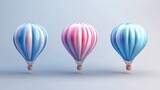 Zestaw bÅyszczÄcych balonÃ³w w ksztaÅcie serc w odcieniach rÃ³Å¼u i niebieskiego wyodrebnione z tla