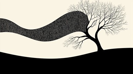 Poster - A silhouetted tree with data flowing in a stylized artwork