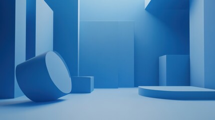 Poster - abstract geometric d background blue d render.