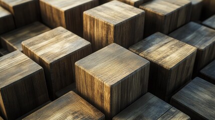 Poster - Stacked wooden cubes with soft shadows