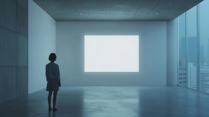 Poster - Modern minimalist room with empty frame.