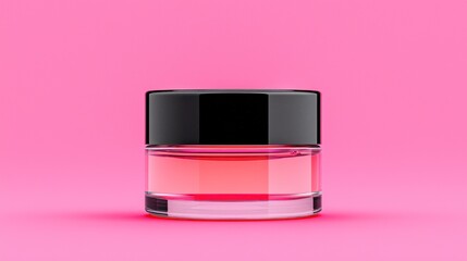 Poster - A cosmetic cream jar is presented against a pink background