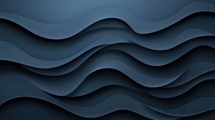 Poster - Wallpaper Abstract dark blue background with wavy pattern forming elegant texture