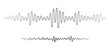 © ptgregus - Black thin lines sound waves flow isolated on a white background. Waveform patterns are simple curves for music, audio, podcasts, or voice message concepts. Vector illustration