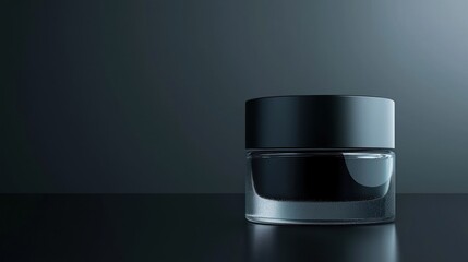 Poster - A cosmetic jar is presented in front of a dark blue background