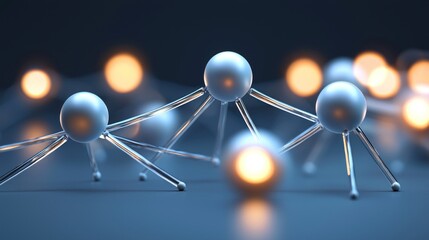 Poster - A three dimensional abstract illustration of connected spheres