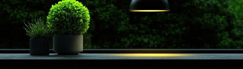 Aufkleber - Two potted plants sitting in front of a lush green backdrop
