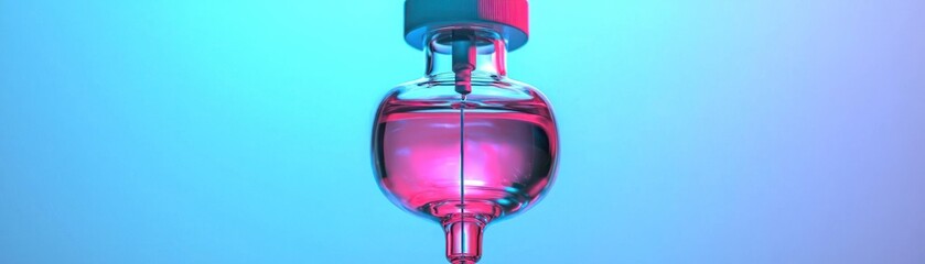 Poster - A medical tool containing liquid is depicted against a blue background