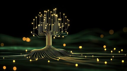 Poster - A Glowing Digital Tree Illustrates Technology and Information Growth