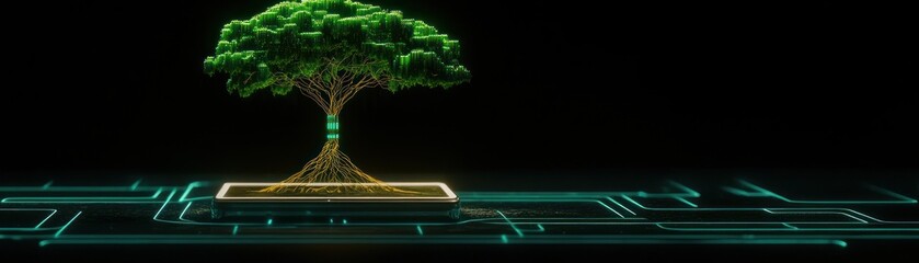 Poster - A digital tree with roots growing from a smart device