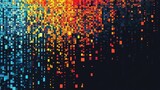Abstract pixel art cascading colors