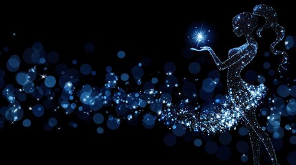 Poster - A sparkling woman holds a brilliant star in her open hand