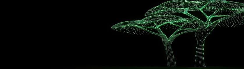 Poster - Two glowing trees created from a network of digital dots