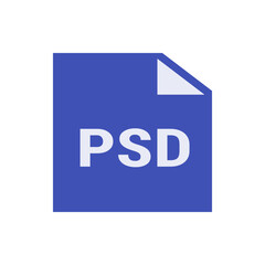 Poster - Illustration of a blue psd file icon with a folded corner and white psd letters in the center area