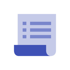 Poster - Illustration of a document with a curled bottom edge and three list items on a light blue background