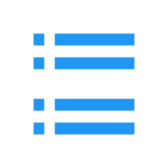 Poster - Blue list icon showing a menu or options with four lines and four squares on a white background image