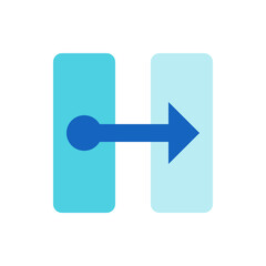 Poster - Illustration of a blue arrow passing through two light blue rectangular shapes on a white background
