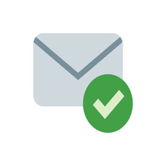 Poster - Envelope icon with a green check mark indicating successful delivery or a confirmation of a message sent out