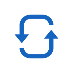 Poster - Blue circular arrow icon representing a cycle or refresh symbol on a clean white background image view