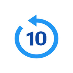 Aufkleber - blue arrow forming a circle with the number ten inside indicating a countdown or a refresh process i