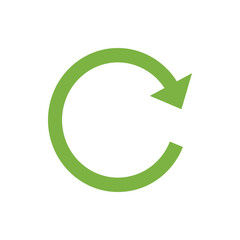 Aufkleber - illustration of a green circular arrow pointing to the left, representing a refresh or recycle symbo