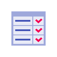 Poster - Checklist with horizontal bars and check marks on a light blue background in a square format design