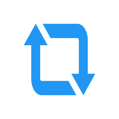Poster - A blue square shape formed by arrows pointing in a circular direction on a white background image