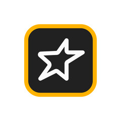 Poster - Illustration of a white star symbol inside a dark square with rounded corners and a yellow border design element