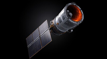 Aufkleber - A detailed render shows a satellite in a dark space background