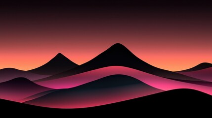 Poster - Abstract landscape with stylized mountains and colorful gradient sky