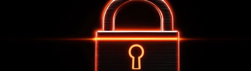 Poster - A brightly illuminated padlock is rendered against a dark background