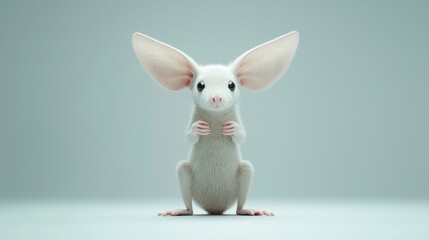 Poster - An adorable white creature with very large and prominent ears