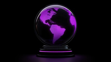 Poster - The Earth displayed in a glowing purple futuristic glass globe