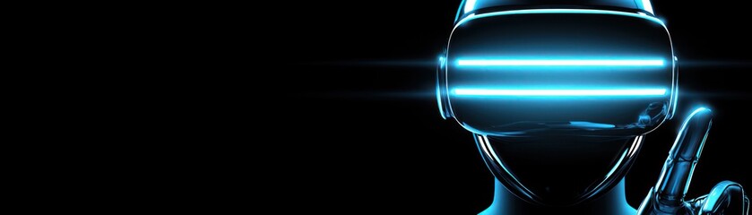 Aufkleber - A futuristic person wearing a virtual reality headset is visible