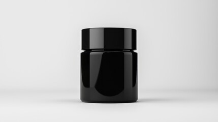 Poster - A single black glass jar with glossy surface appearance