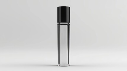 Poster - A clear glass bottle with a black cap stands alone