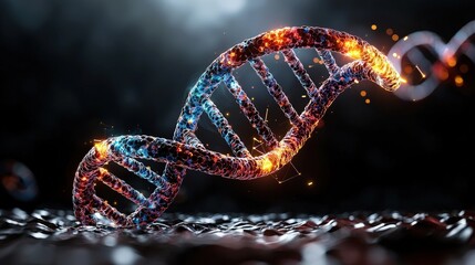 Poster - Dynamic dna structure visualization laboratory 3d render scientific environment close-up view genetic concept