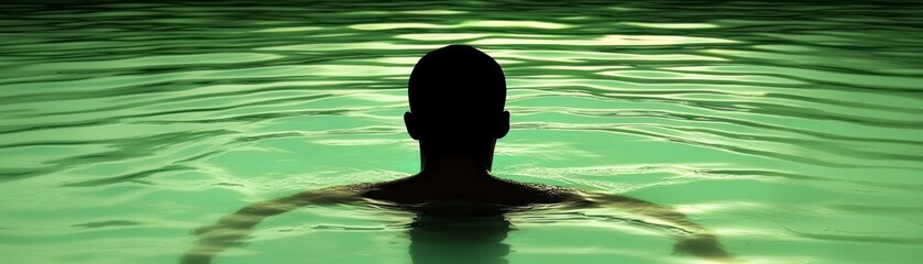 Aufkleber - A person is swimming in a pool of green water