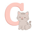 © studio XL - Uppercase Letter C with Cute Cat – Animal Alphabet Vector for Kids