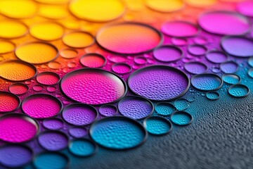 Aufkleber - Iridescent Bubbles Close Up - Abstract close-up of vibrant iridescent bubbles, symbolizing fluidity, energy, transformation, beauty, and harmony