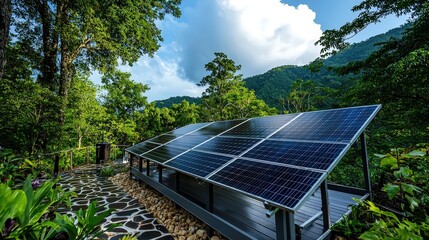 Poster - Solar energy innovation mountain landscape renewable technologies natural environment scenic view sustainable future